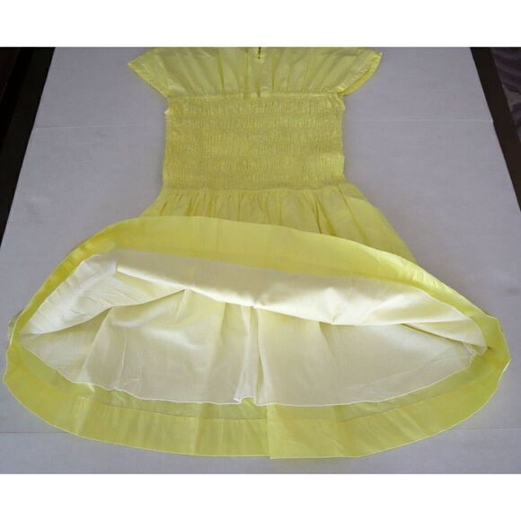 Lusana x Anthropologie SS23 Women's Sz L US 8 Lemon Yellow Demi Mini Dress - Picture 9 of 11